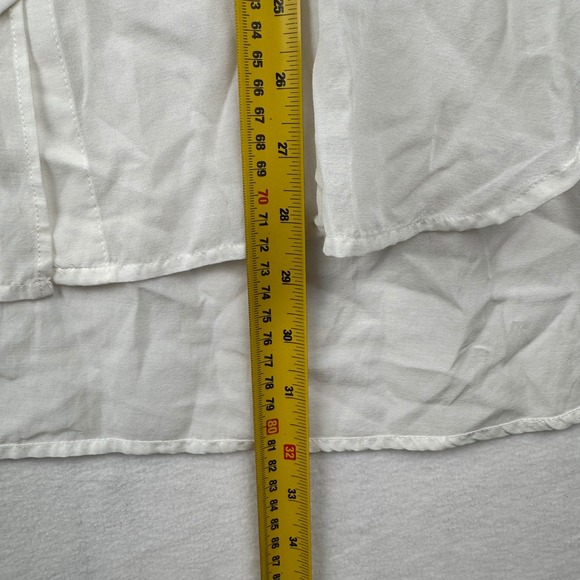 Saks Fifth Avenue Threads White Tunic Top Shirt Roll Tab Sleeves Womens - Picture 4 of 6